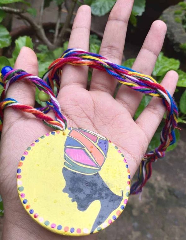 Multicolor Waterproofed Tribal Woman Painted Clay Necklace