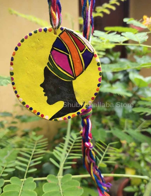 Multicolor Waterproofed Tribal Woman Painted Clay Necklace