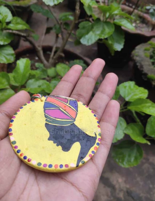 Multicolor Waterproofed Tribal Woman Painted Clay Necklace