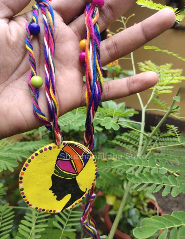 Multicolor Waterproofed Tribal Woman Painted Clay Necklace