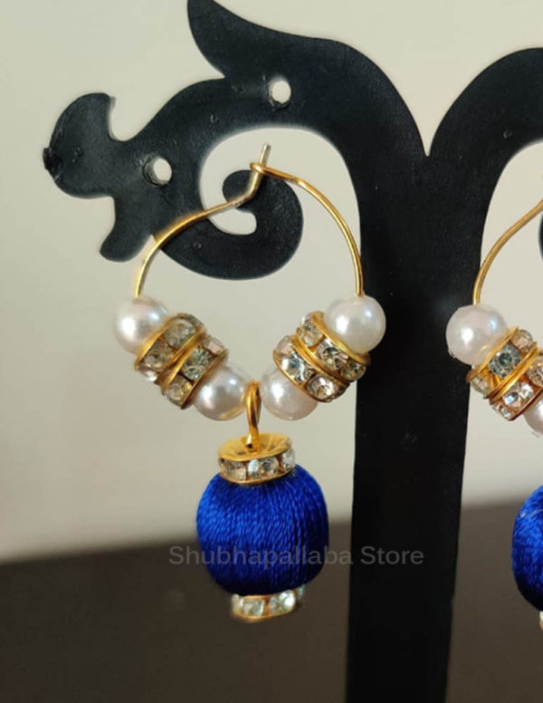 Blue Stoned Hoop Earring