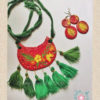Flower Printed Clay Necklace with Earrings set