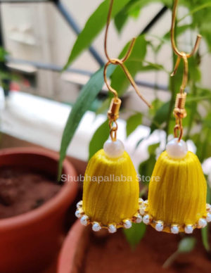 Yellow Tasseled Jhumka for Women