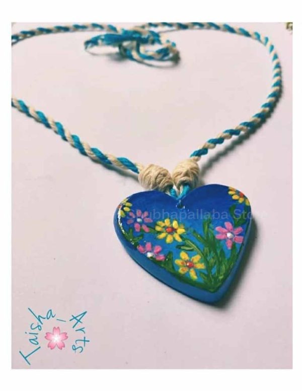 Flower Painted Clay Necklace