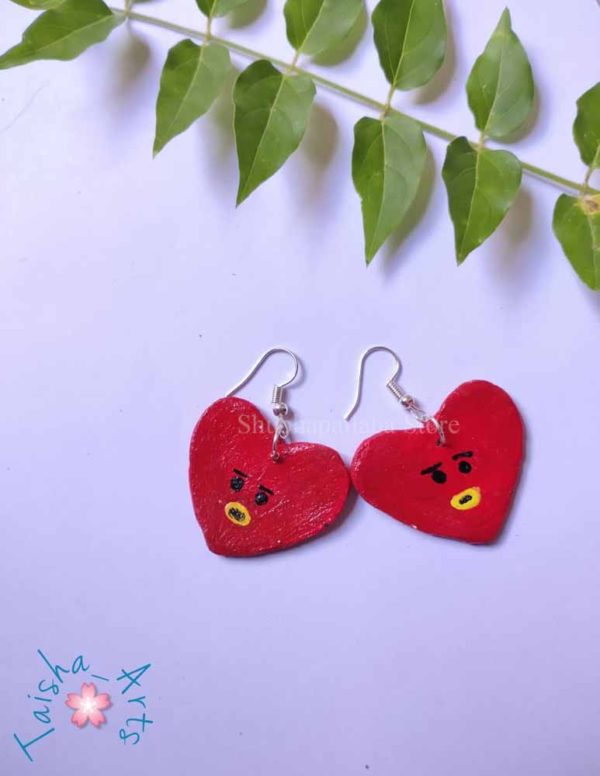 Heart-Shaped Clay Earrings