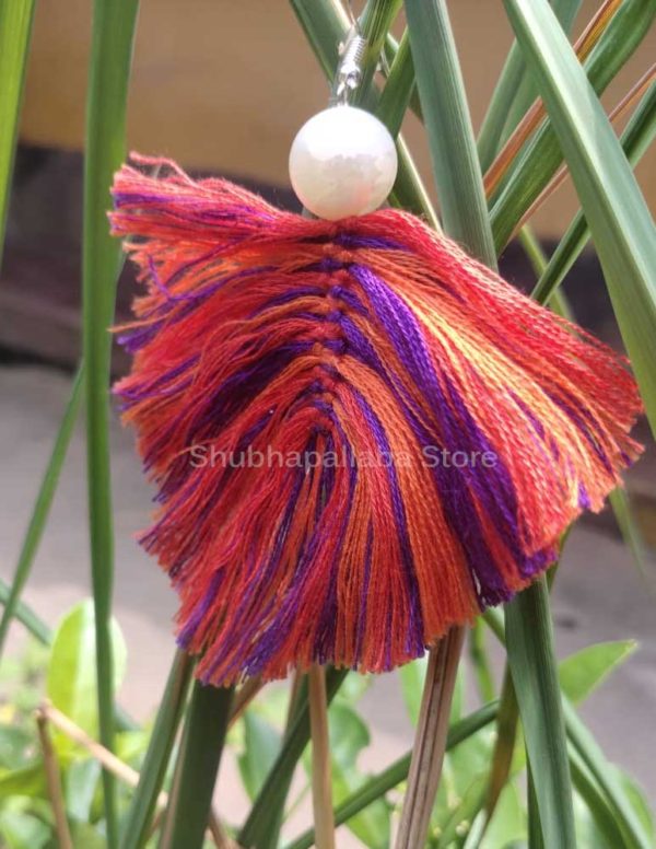 Leaf Shaped MultiColor Tassel Earrings