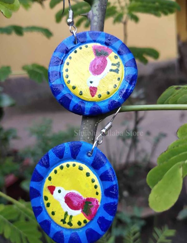 Bird Painted Clay Earrings