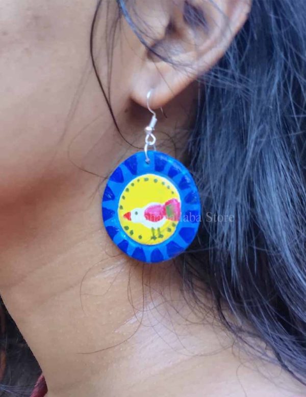 Bird Painted Clay Earrings