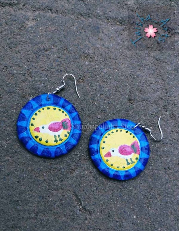 Bird Painted Clay Earrings