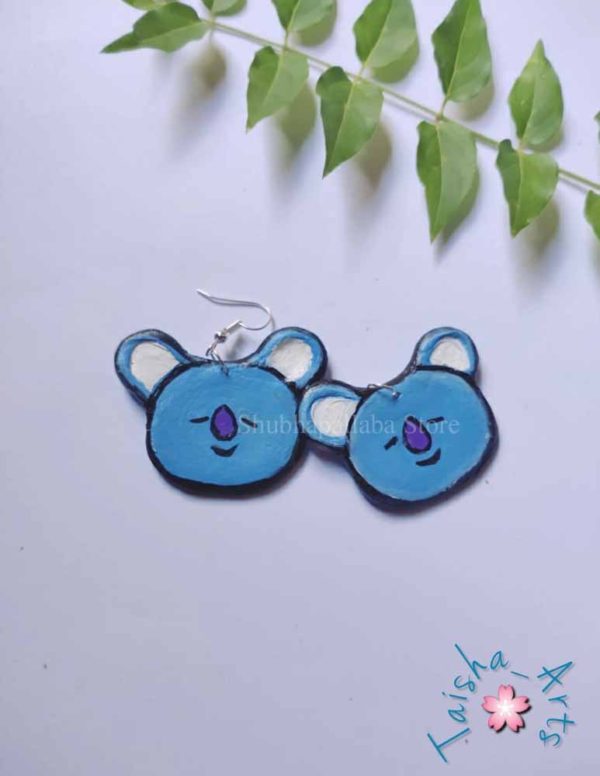 blue panda earrings