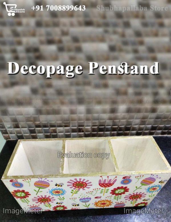 3 Holder Decoupage MDF Wooden Pen Stand